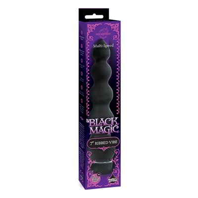 Doc Johnson Black Magic 7 in. Ribbed Vibrator: 1-pack