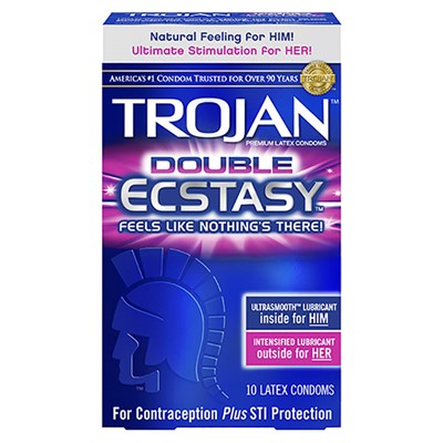Trojan Double Ecstasy Lubricated Condoms - 30-Pack