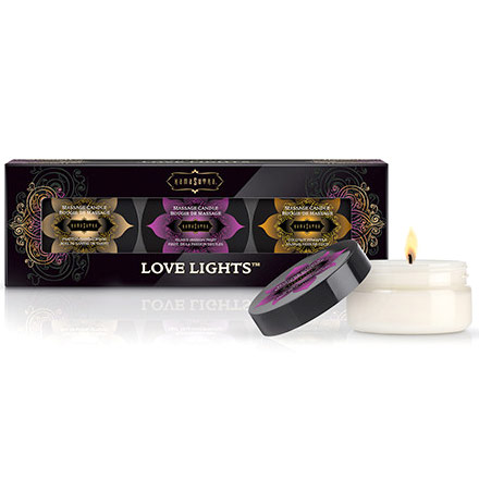 Kama Sutra Love Lights Massage Candle Trio Set, Romantic Gift Set
