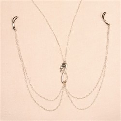 Serpent Necklace with Nipple Chain and Nipple Pendants in Silver