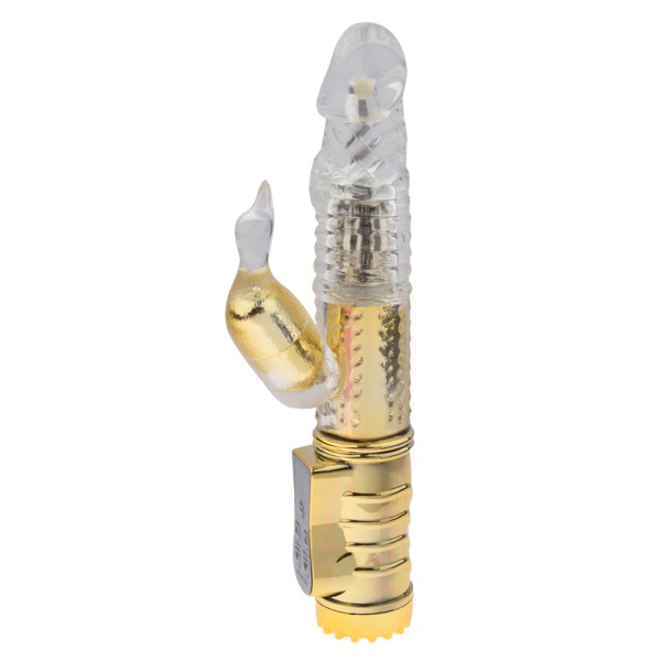 USB Rechargeable Waterproof Swan Rotating Beads Dual Stimulator G-spot Clit Massager Female Masturbation Toy Golden