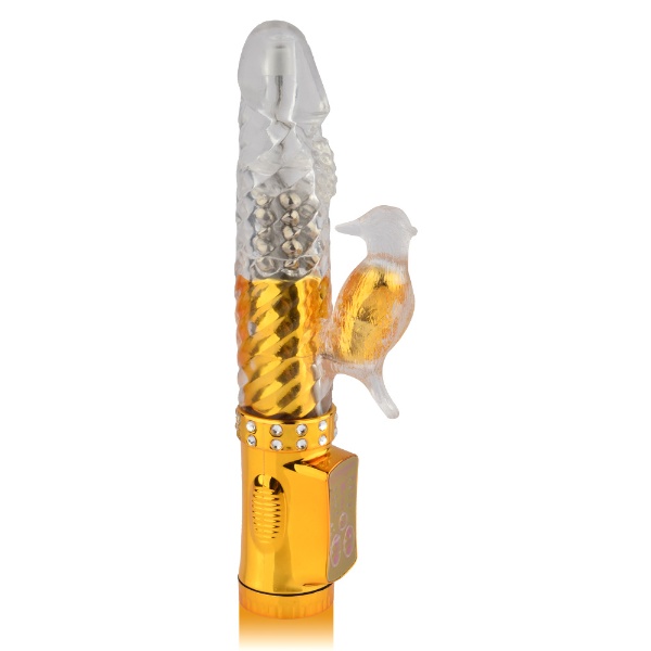 Waterproof 36 Speeds Rosefinch Vibration Rotating Beads Stick Female Masturbation Massager(Gold Plated Version)