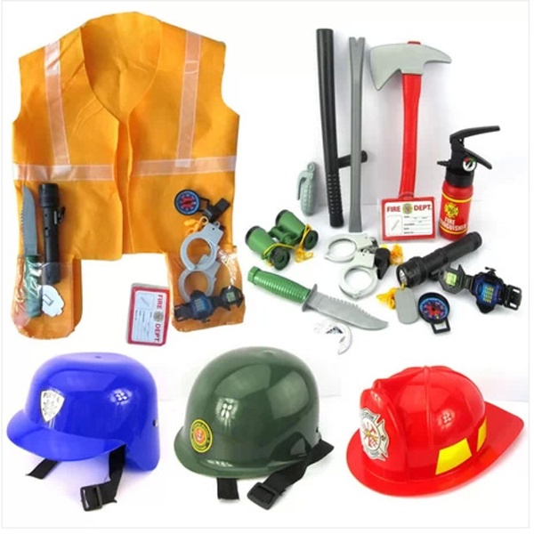 Role Play Costume Fireman Policeman Soldier Gear Set Toy for Kid