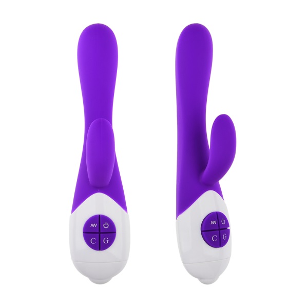Silicone Waterproof Dual Motor 9-Frequency Vibration Vibrator G-spot Massager Female Masturbation Toy JM-685 - Purple