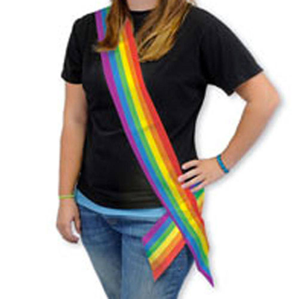 6' Foot Satin LGBT Rainbow Sash - Gay Pride Parade / Lesbian Pride Party Supplies
