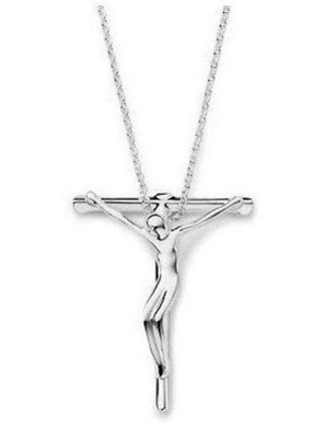 Body of Christ Crucifix Cross Pendant - .925 Silver Electroplated Pendant with 18" chain included!