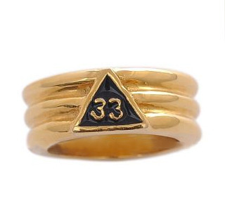 Freemason Ring / Masonic Ring - Gold Plated 33rd Degree Grooved Band for Masons