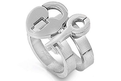 Key to My Heart - Lock and Key Ring - Love & Commitment (2-in-1) Steel rings