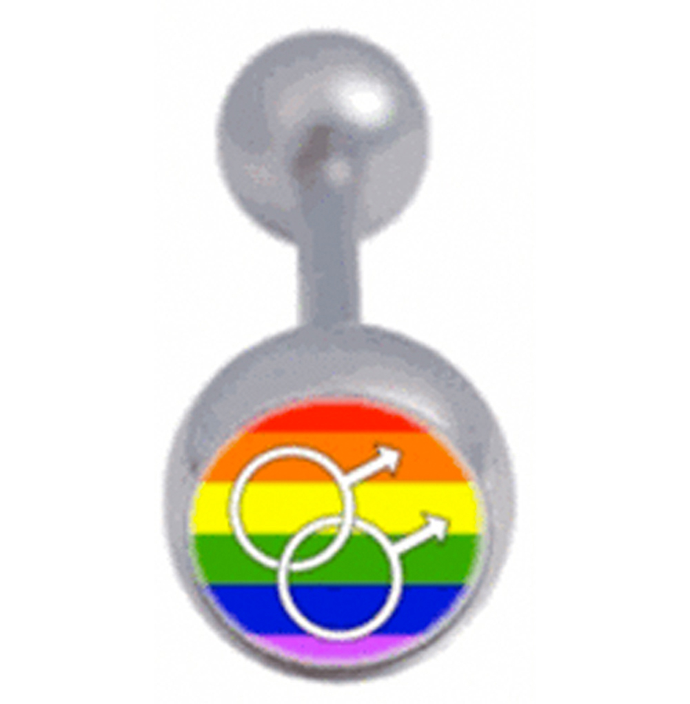 Rainbow Male Gay Pride Tongue Ring Barbell (Gay Pride Body Jewelry)