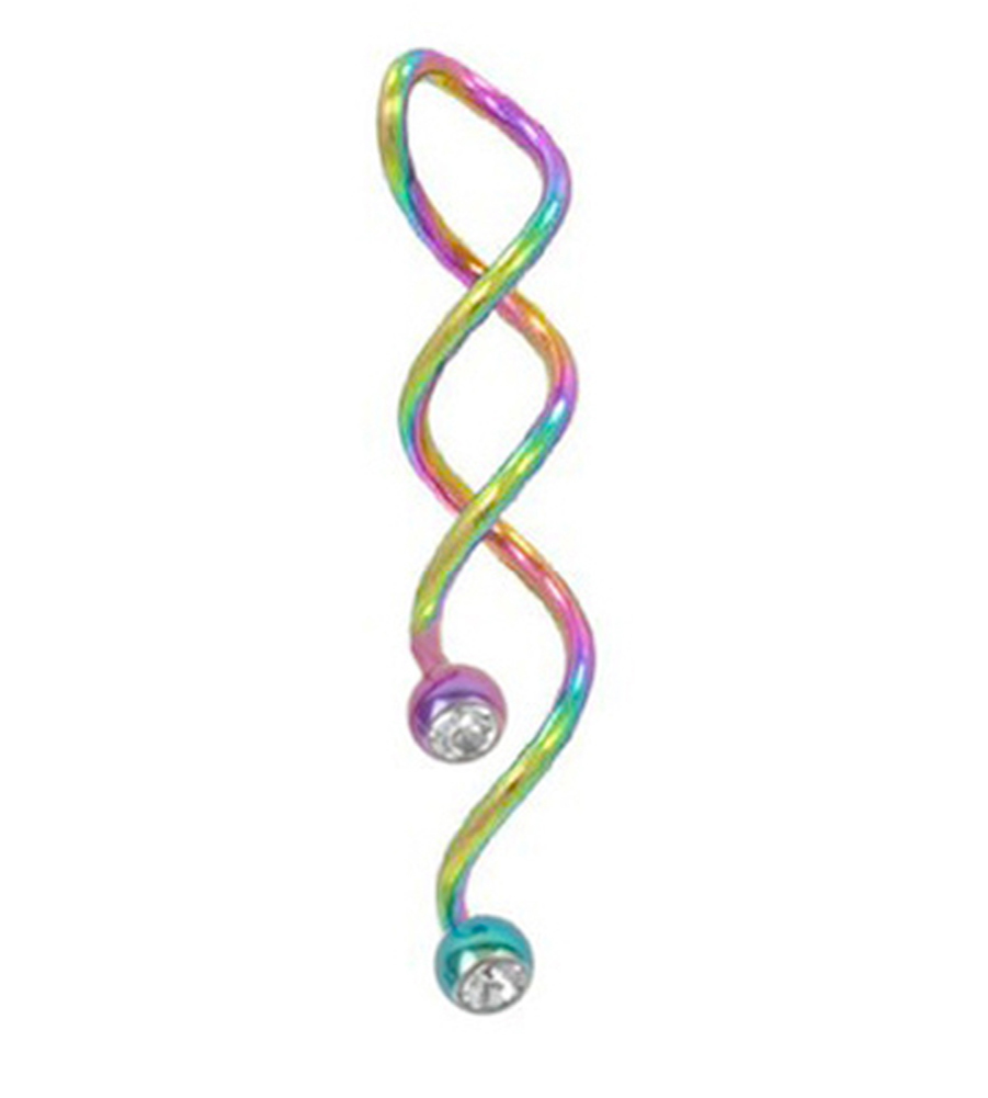 Anodized Twisted Rainbow Belly Ring - Gay & Lesbian Pride Barbell (Body Jewelry)