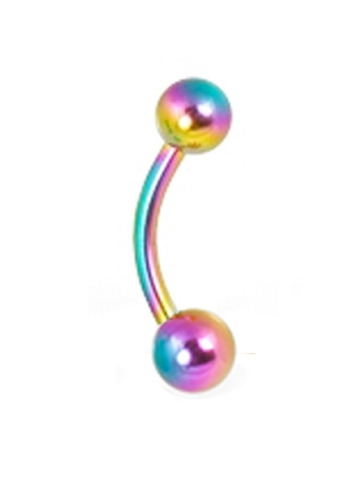 Rainbow Curved Eyebrow Ring (14GA 3/8" - Pure Titanium) - Gay & Lesbian Pride Barbell (Eye Brow / Body Jewelry)