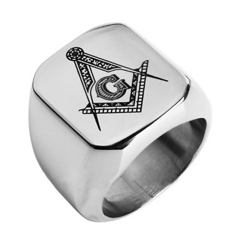 Freemason Ring / Masonic Ring - 316L Stainless Steel Band for Masons