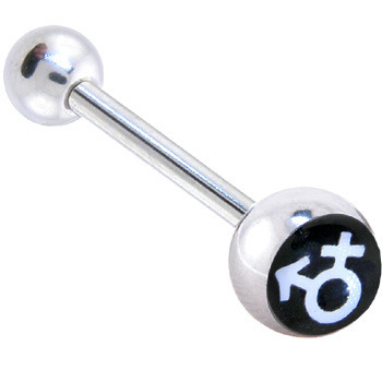 Male Female Symbol Tongue Ring (Black & White) - Supporter LGBT Pride (Tongue Ring/Body Jewelry)