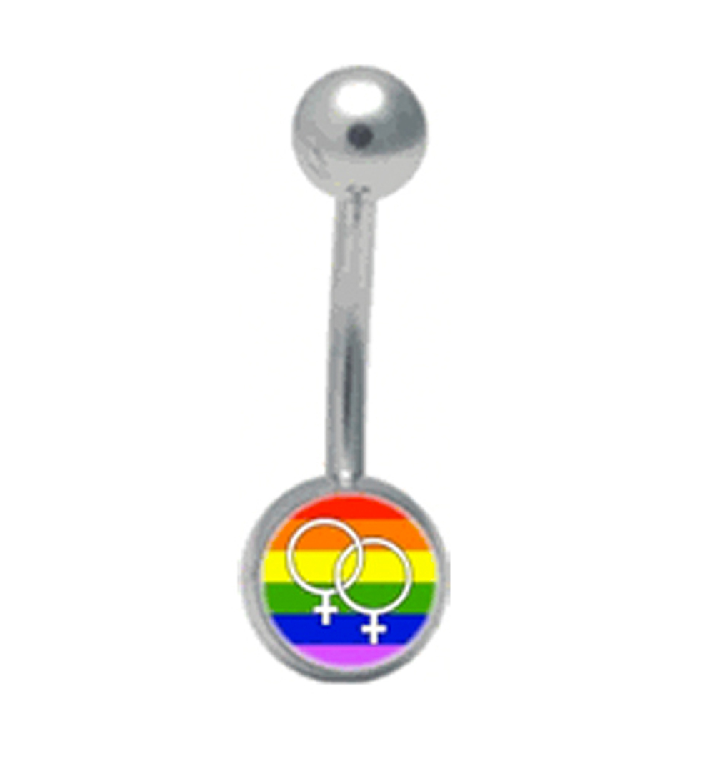 Rainbow Female Lesbian Pride Logo Navel / Belly Ring (Lesbian Body Jewelry)