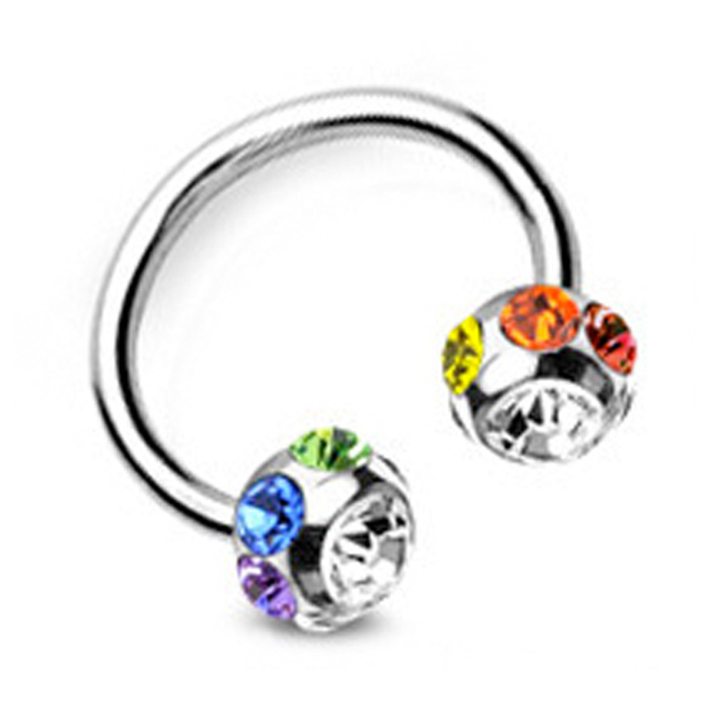 Rainbow Multi Gem Horseshoe - Gay & Lesbian Pride (Eyebrow Ring / Body Jewelry)