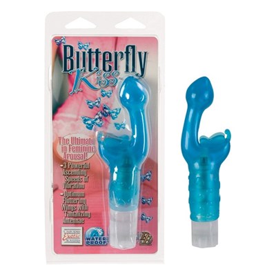 California Exotics Butterfly Kiss Vibrator- Blue: 1-pack